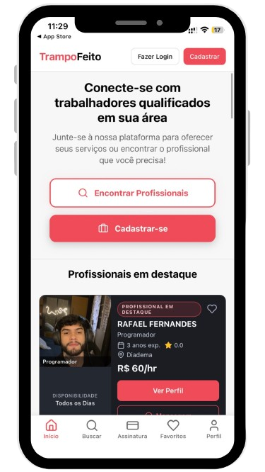 Aplicativo TrampoFeito publicado nas lojas