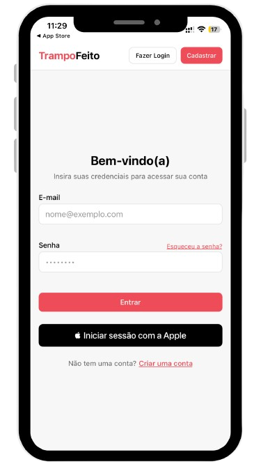 Login com Apple no TrampoFeito